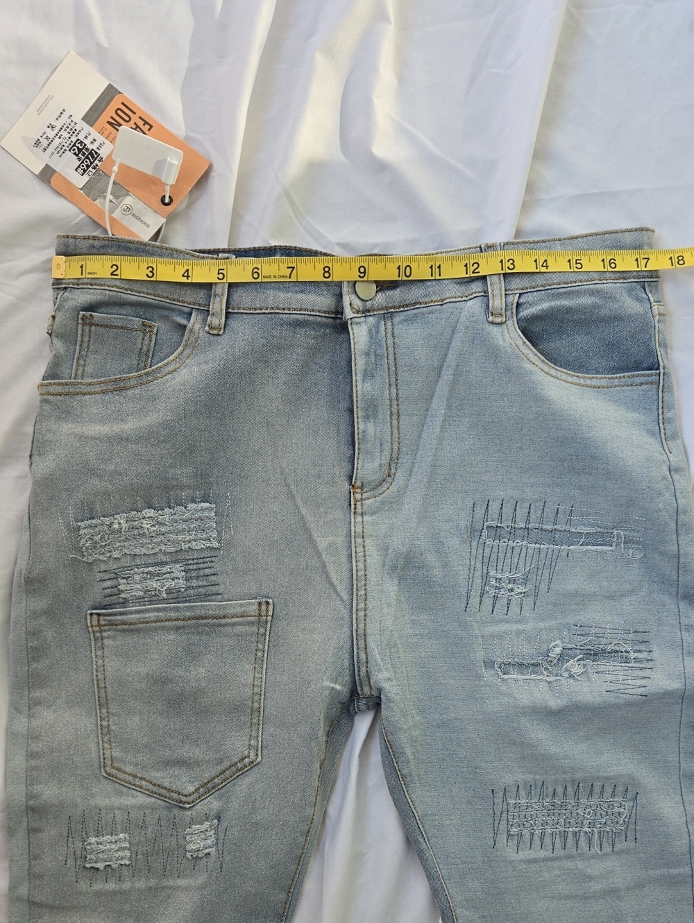 Men's Distressed Jeans Fashionable Front/Back Pocket Design Two Tone At Back - Picture 2 of 14